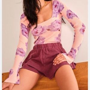 Free People | Bodysuit | Pink & Purple Floral | Size S